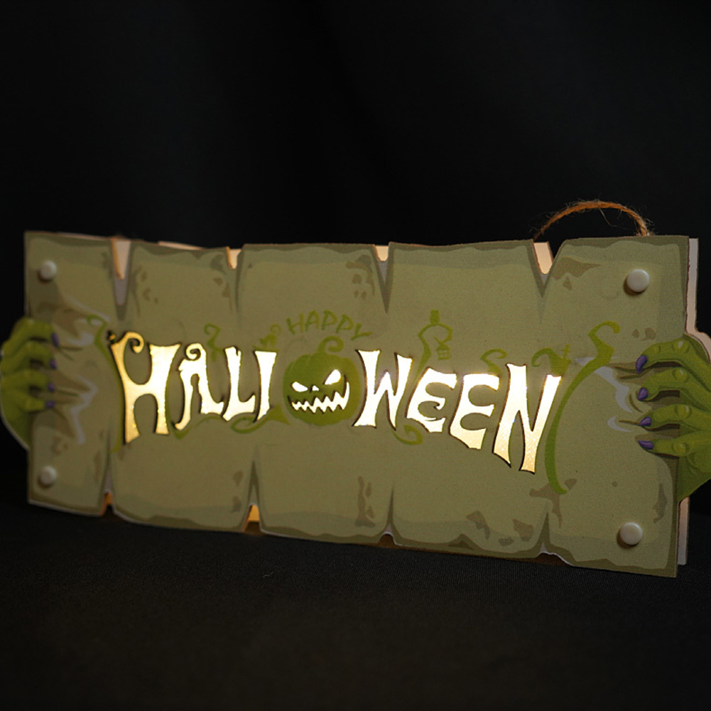 Halloween Hanging Plaque Pendant Night Light Wall Crafts for Halloween Party