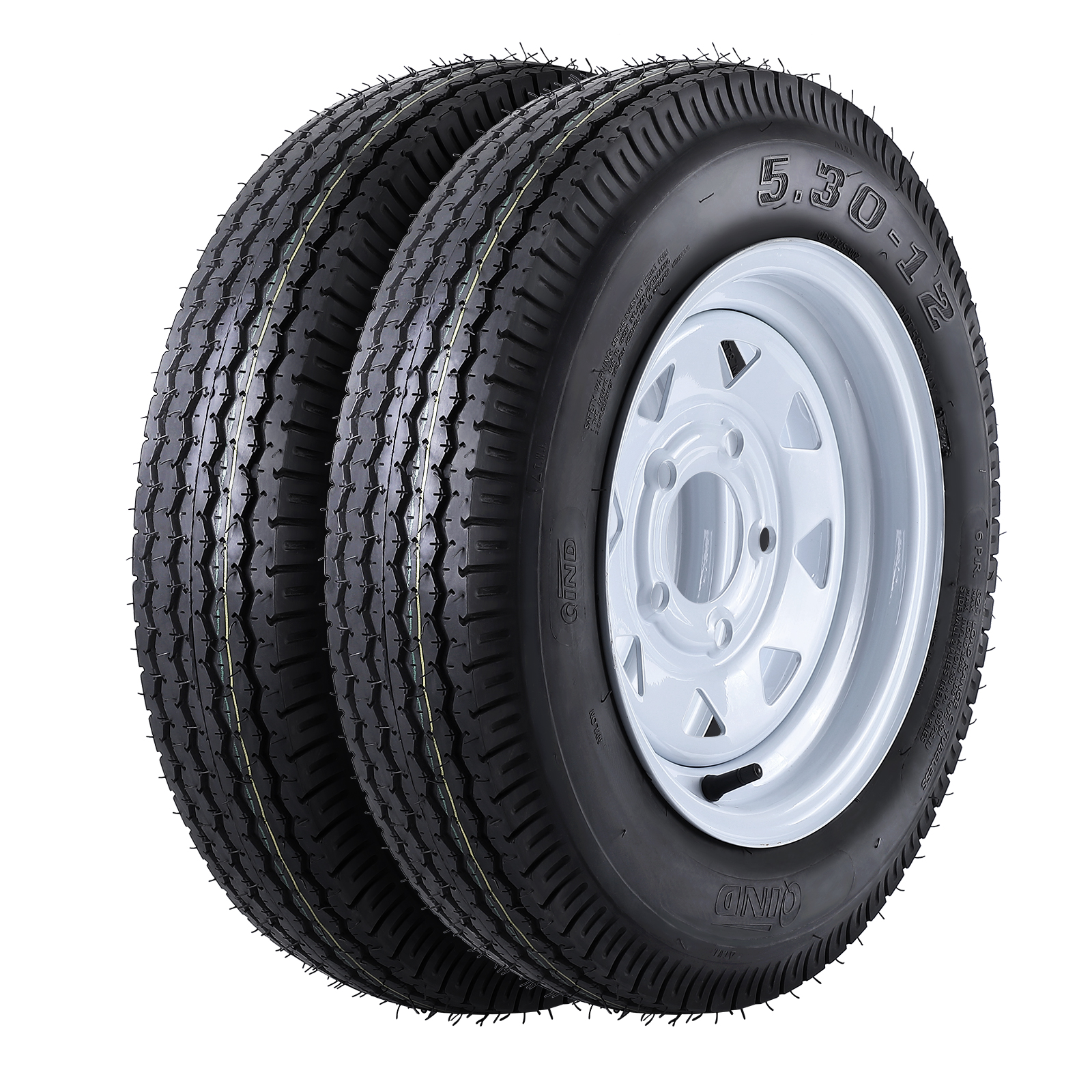 US 5.30-12 Trailer Tires On Rims 5.3-12 530-12 5.30 X 12 Wheel White Spoke