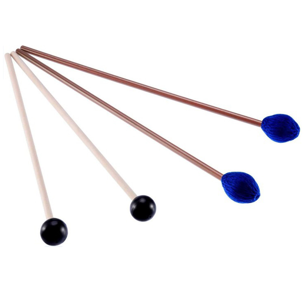 2 Pair Marimba Mallets Yarn Head and Rubber Mallets Drumsticks for Percussion Bell Glockenspiel Marimba Musical Instruments  Blue + black