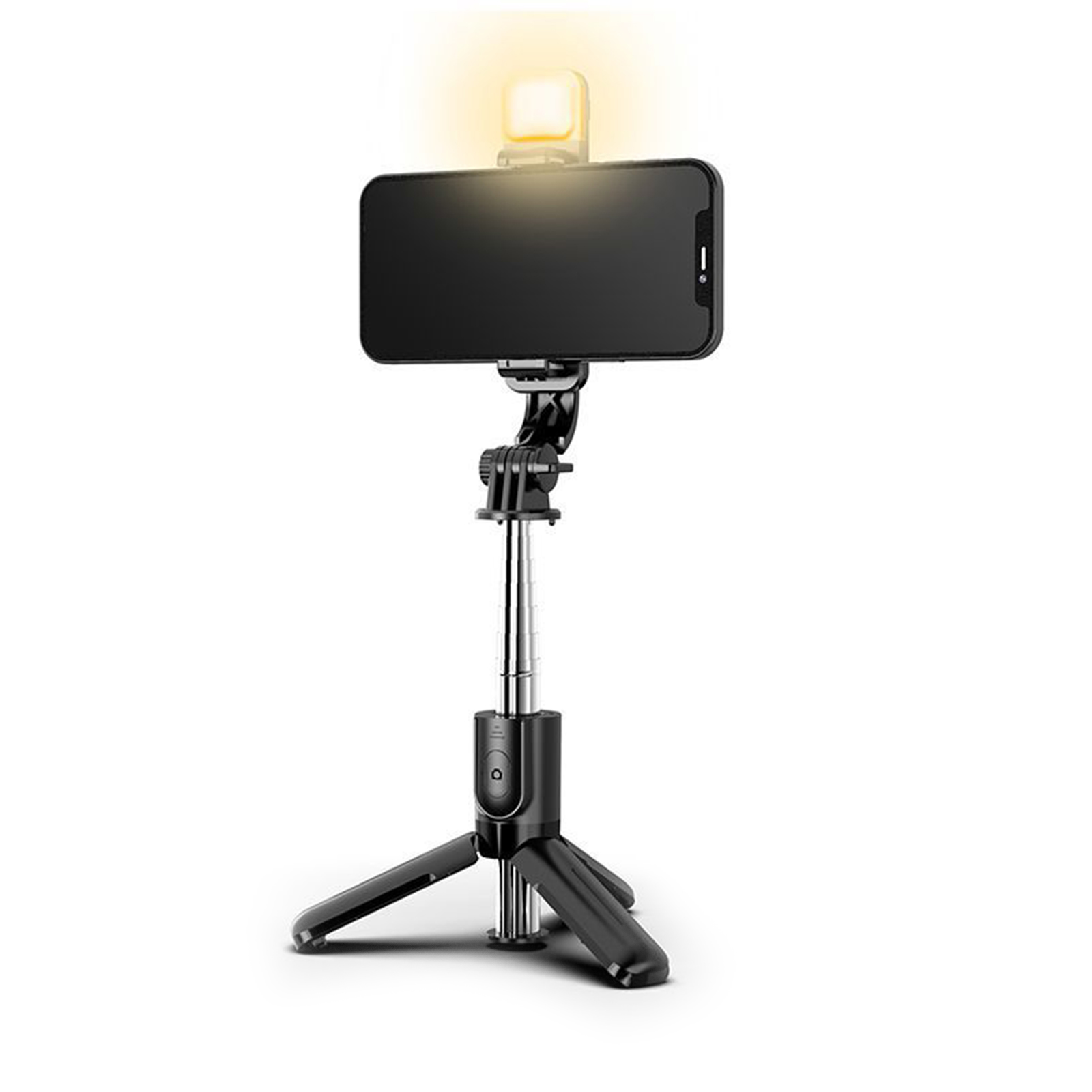 Selfie Stick Tripod Extendable Phones Selfie Extension Rod Portable Lightweight Phone Tripod Stand With Fill Light 360-Degree Rotation For Face Time Zoom Meeting L11s stainless steel black