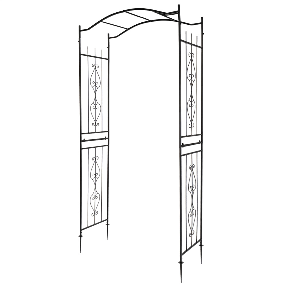 US Iron Arch Rust-resistant Plant Climbing Frame with Bridge Roof Black