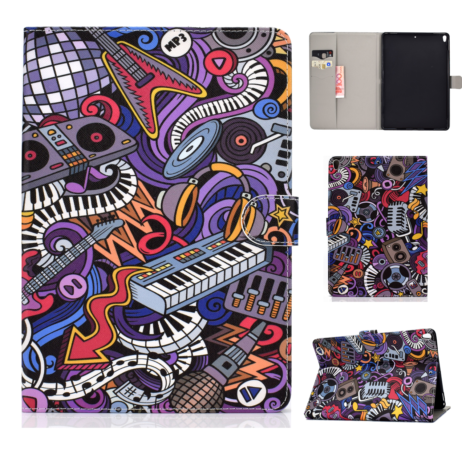 For iPad 10.5 2017/iPad 10.2 2019 Laptop Protective Case Color Painted Smart Stay PU Cover with Front Snap  Graffiti