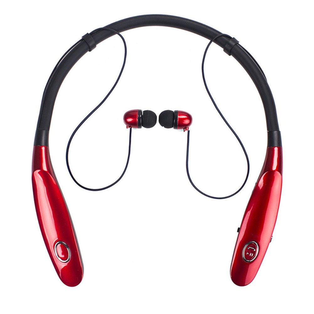TWS Bluetooth Earphone Wireless Headphones Hanging Neck Type Sports Earbuds red