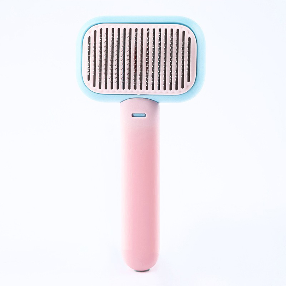 Pet Grooming Brush Cat Dog Massage Comb One Key Hair Removal Comb Shedding Brush pink
