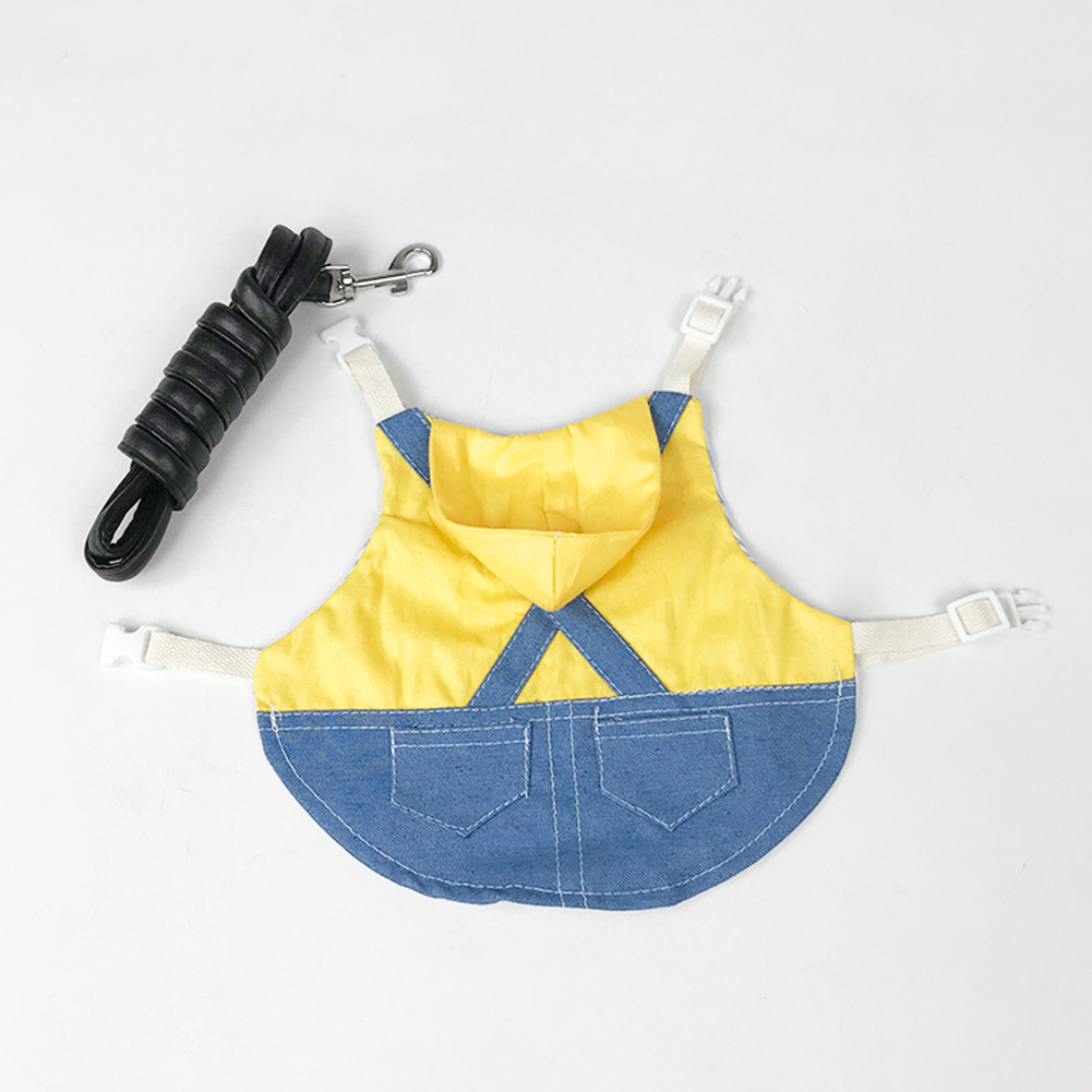 Denim Jacket Coat With Harness Leash Costume Clothes Pet Supplies For Rabbit Guinea Pig Hamster M size _yellow sports hat