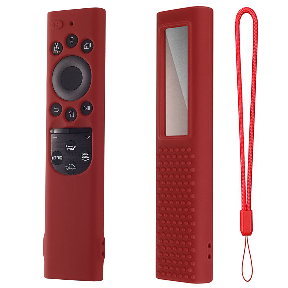 Smart Tv Remote Control Case Silicone Anti-slip Cover Compatible For 2022 Samsung Tm2280ecobn59 Solar Remote Control wine red suit