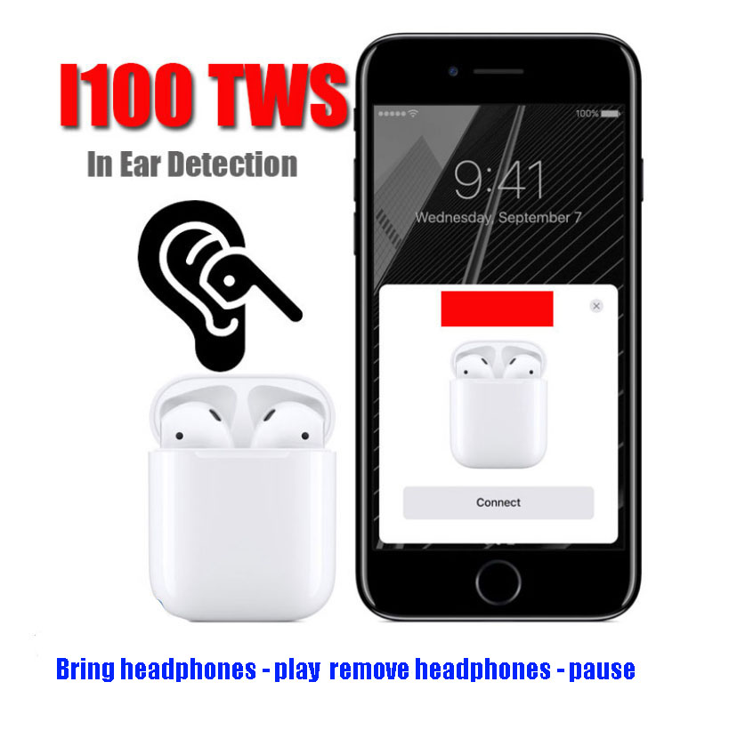 i100 TWS Air Smart Sensor 1:1 Pods Bluetooth Wireless Earphone Separate Use Bass Earphones