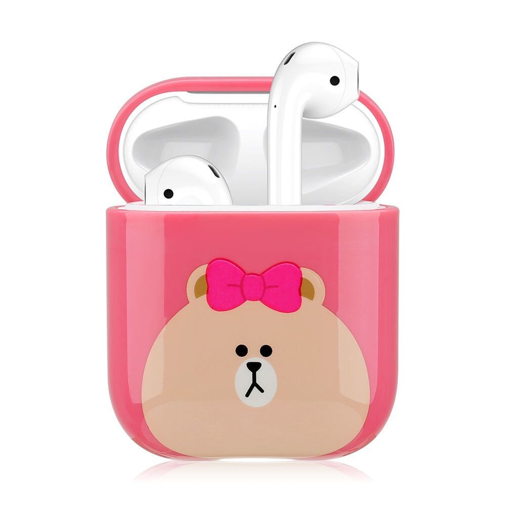 Cartoon Wireless Bluetooth Earphone Cases For Apple AirPods Charging Headphones For Airpods Protective Cover rose Red
