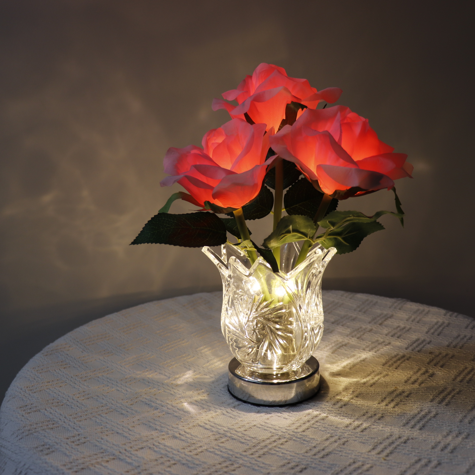 Led Simulation Rose Night Light Stepless Dimming Rechargeable Table Lamp Ornaments For Home Decor