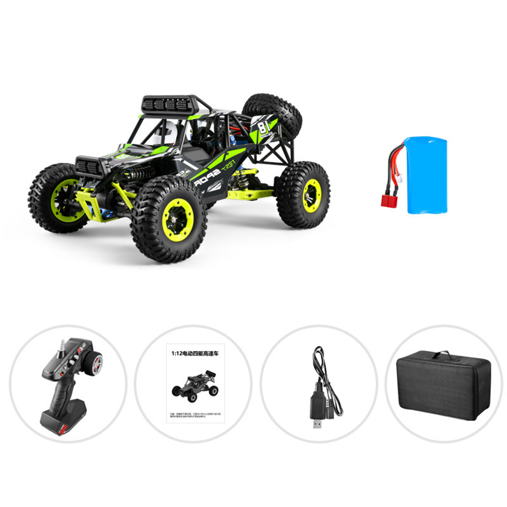 1:12 Off-road Drift Remote  Control  Car  Toy 540 Brush Motor 2.4g Four-wheel Drive High-speed 7.4v Powerful Batteries Vehicle Model Green