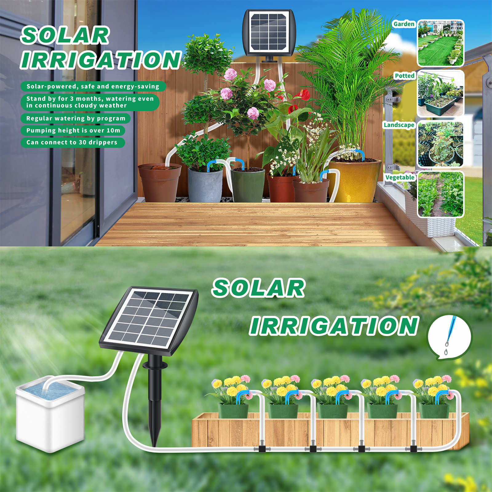 Solar Drip Automatic Irrigation Kit Rechargeable Self Watering Irrigation System
