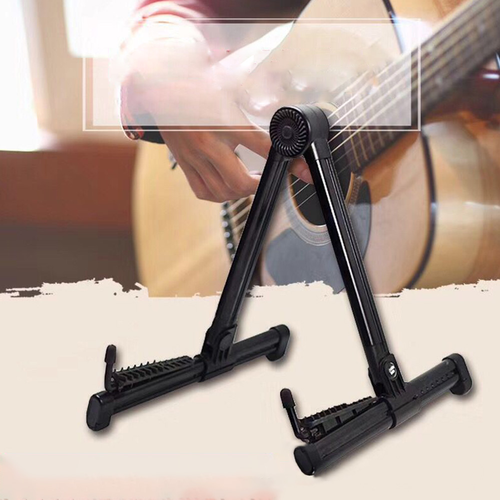 Adjustable Electric Guitar Holder Bracket Upright A-frame Instrument Stand for Acoustic Guitar Ukulele Bass Violin black