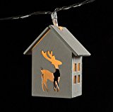 Battery Powered 10 LED Fawn Wooden Warm White Linkable 4 Feet Christmas String  Lights