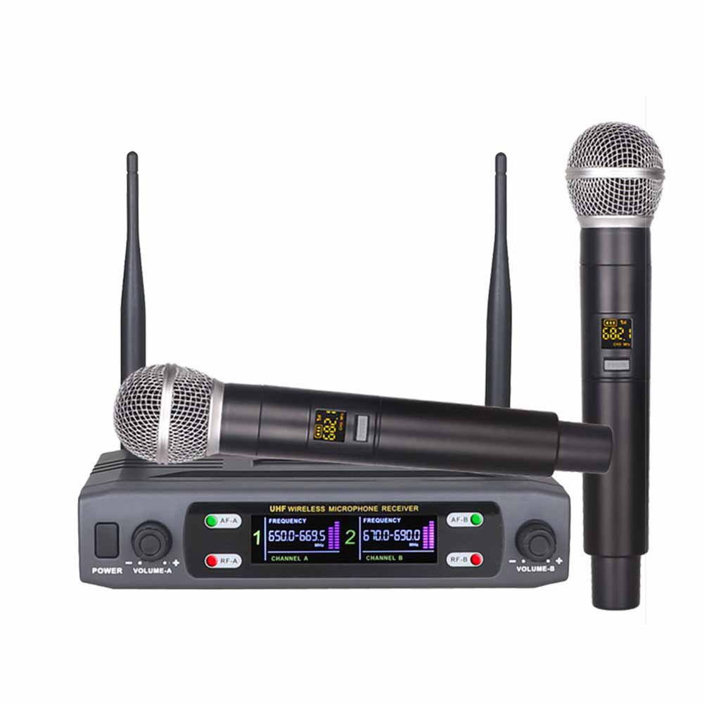 K2 Wireless Microphone Handheld Dual Channel Uhf Fixed Frequency Dynamic Mic