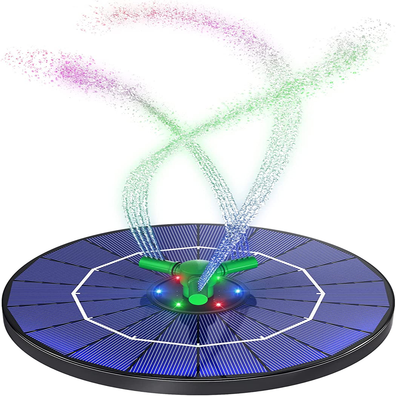 Colorful Led Solar Fountain with Rotating Nozzle High Power Water Pump