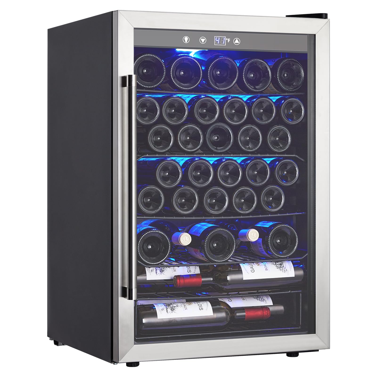 US GARVEE Wine Fridge Wine Cooler Refrigerator Temperature 7 Levels Adjustable Temperature Range 40~61°F