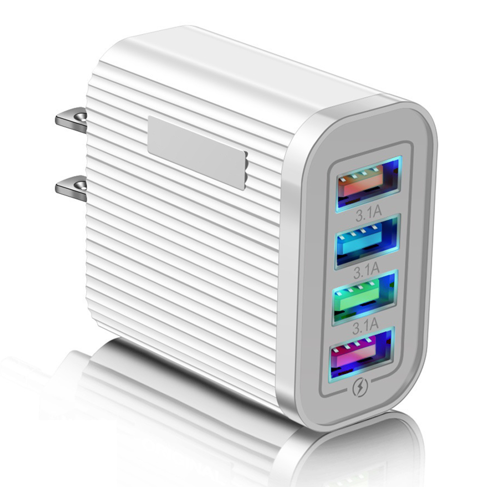 Charging Blocks Phone Charger 4 USB Ports Power Adapter Charger Box Cell Phone Brick Charging Cube