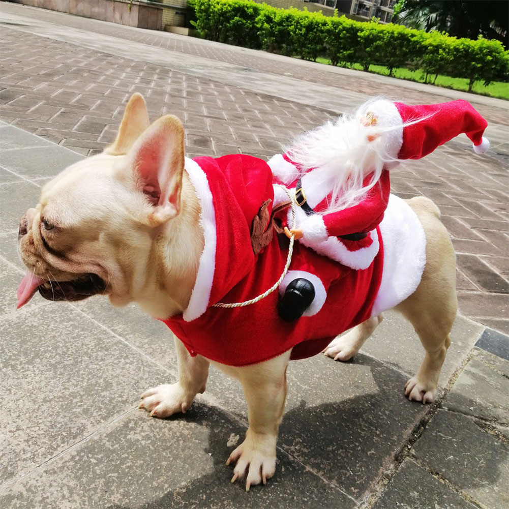 Christmas Coat Santa Claus Rides Deer Shape Costume for Pet Dog Party Cosplay S