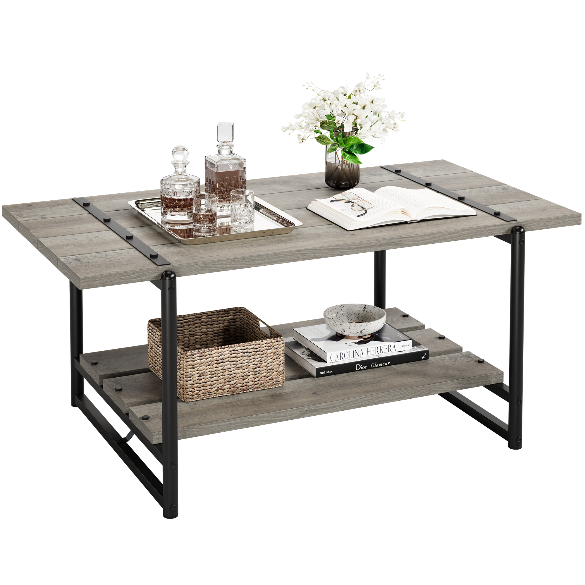 US GARVEE Coffee Table for Living Room CenterTable-YJ-02, Large, Grey