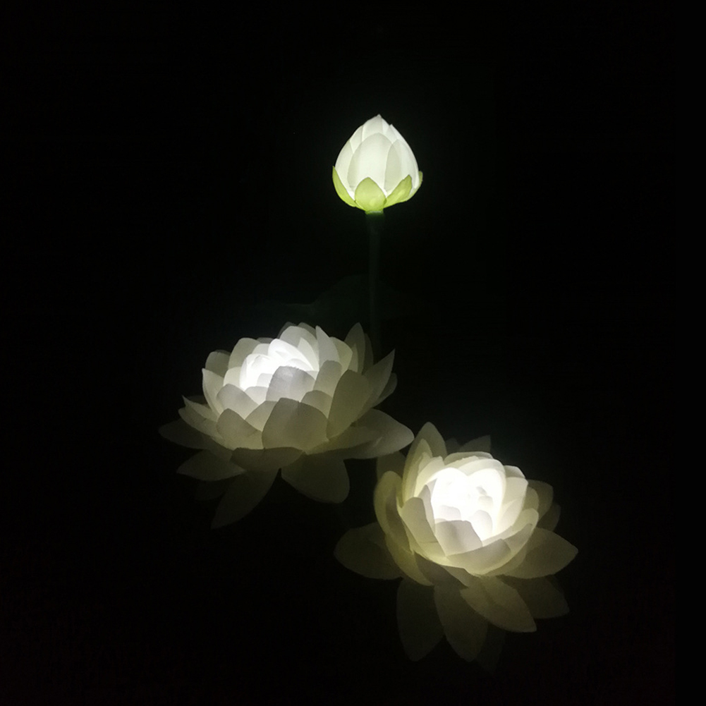 LED Waterproof Solar Power Lamp Lotus Flower Shape Lawn Lamps Night Light for Outdoor Garden Yard Decor 3 lotus white