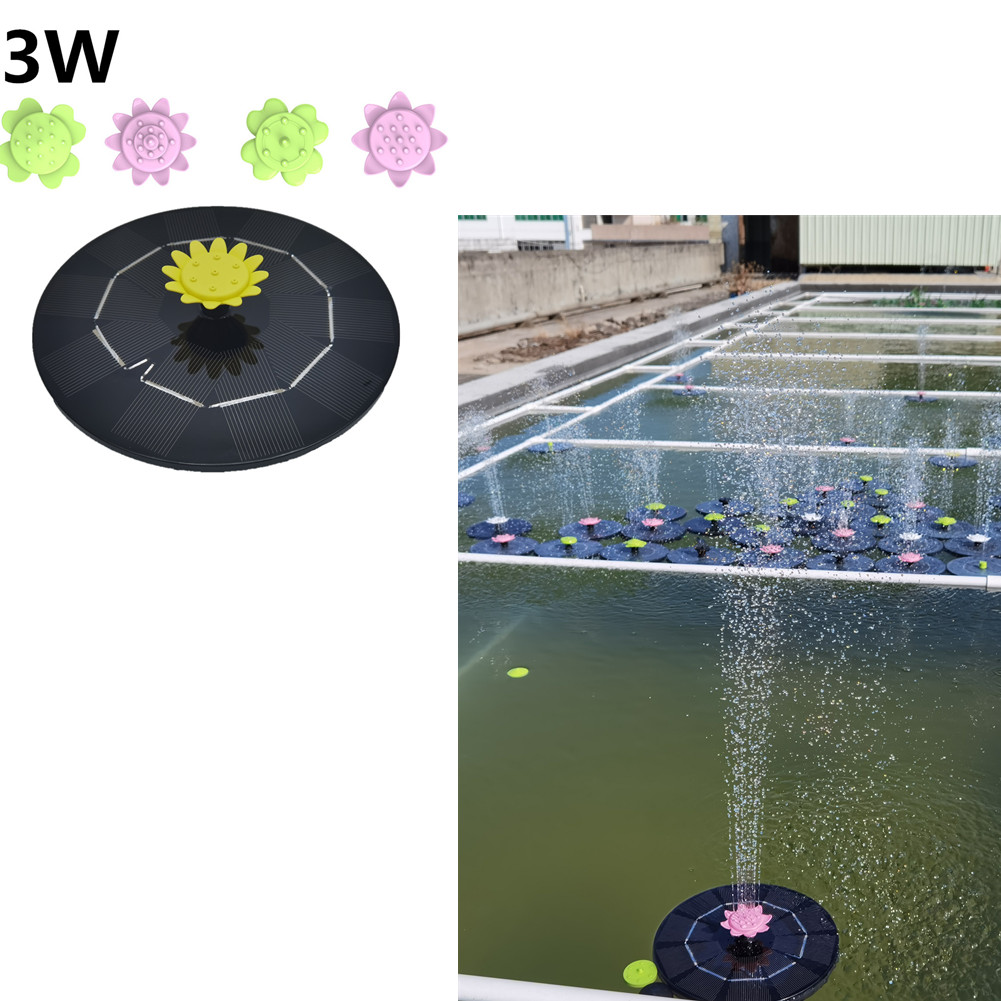 3w High Power Solar Fountain Flower Shape  Nozzle For  Bird Bath  Pond Pool  Fish Bowl  Garden black