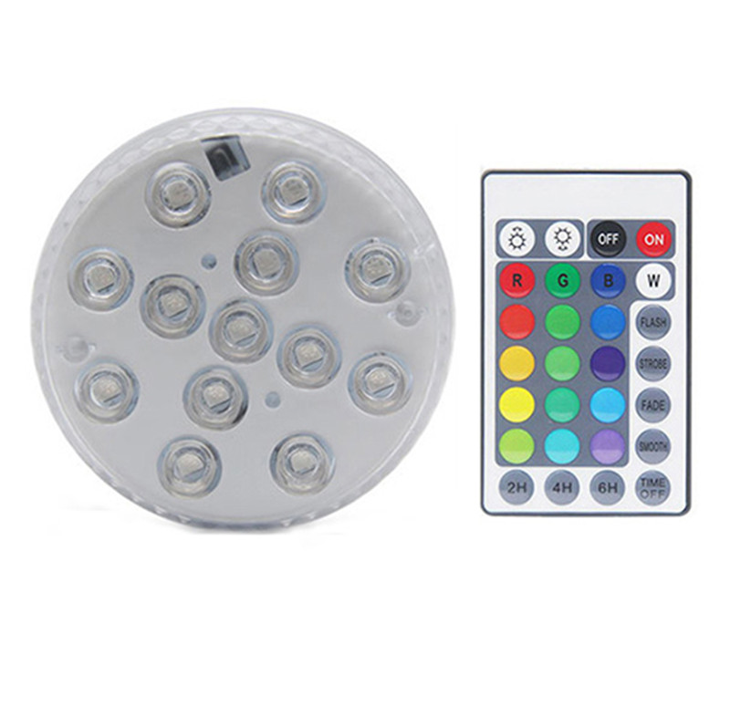 13LEDs Submersible Light Remote Controlled RGB Underwater Night Lamp with Suction Cup 7CM diameter_1 with 1/infrared remote control