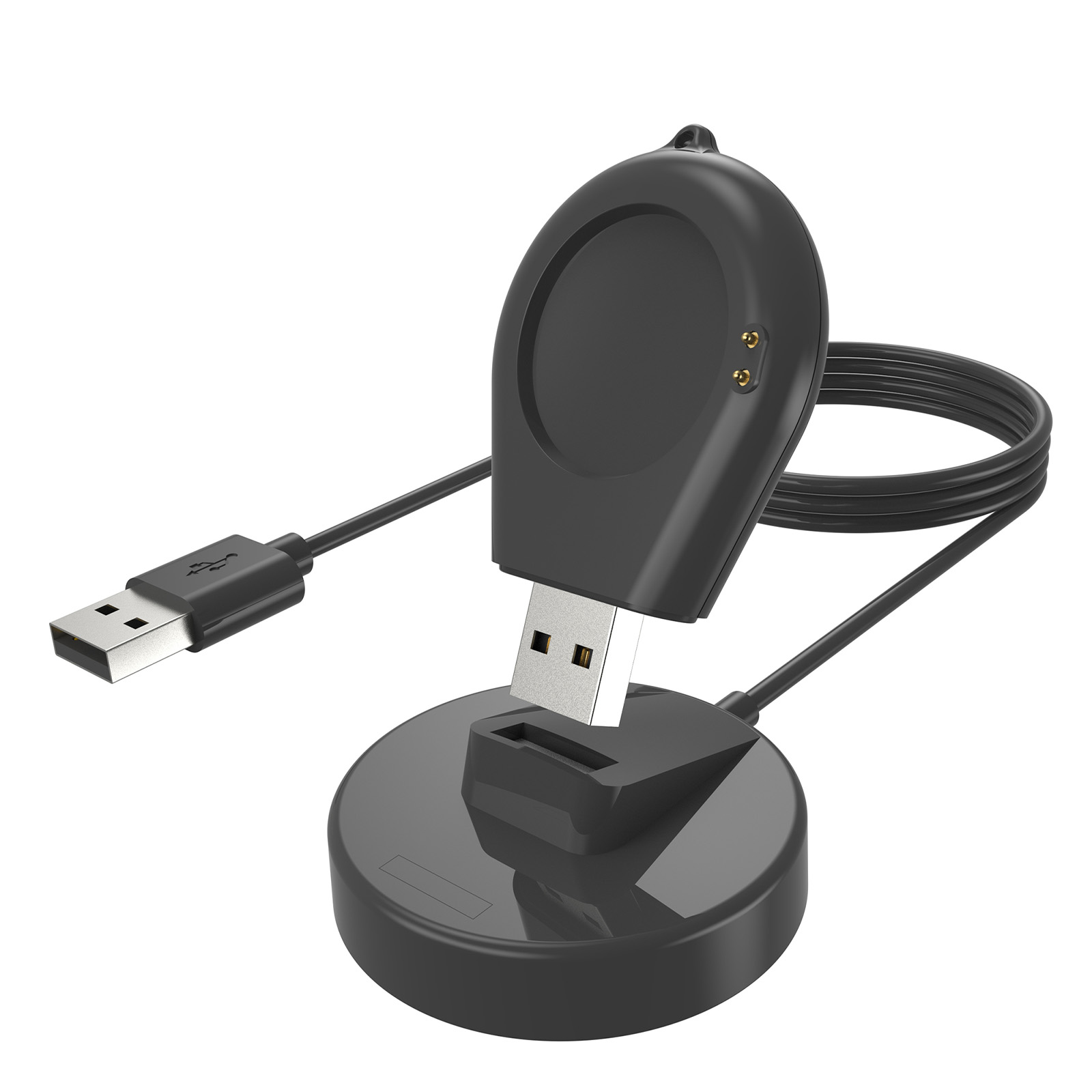 Portable Watch Charger Adapter With USB Cable Smart Watch Charger Connector Stand Durable Wireless Smart Watch Charging Base Compatible For Watch S3 S2 Smart Watches black