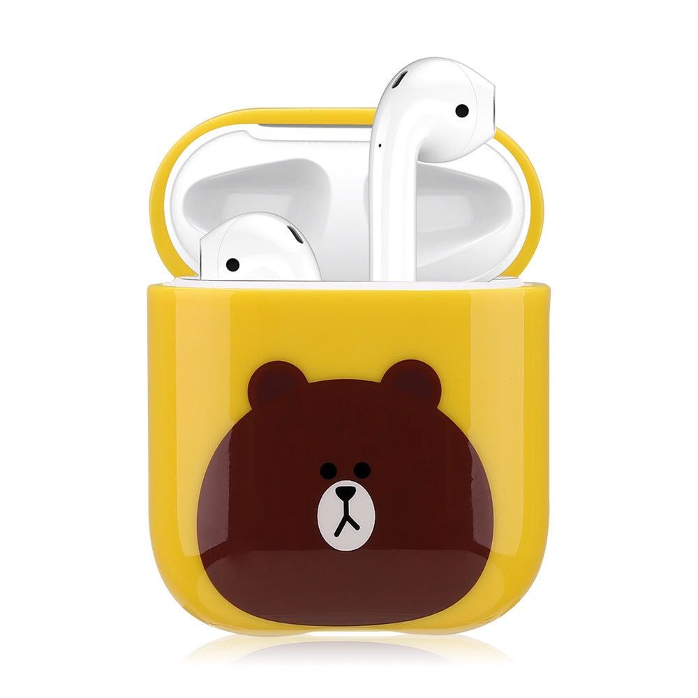 Cartoon Wireless Bluetooth Earphone Cases For Apple AirPods Charging Headphones For Airpods Protective Cover Yellow bear