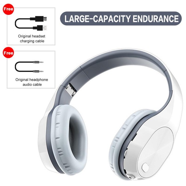 T5 Wireless Bluetooth Headset Foldable Head-mounted Headset Running hanging ear stretch computer game headset Off-white
