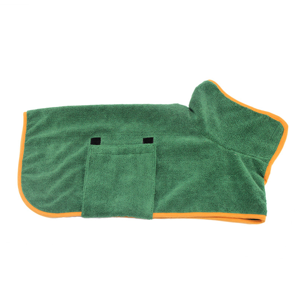 Super Absorbent Pet Bathrobe Soft Adjustable Fast Drying Dog Cat Bathrobe Towel Clothes Coral Velvet Comfortable Soft Towel Wrap green_M