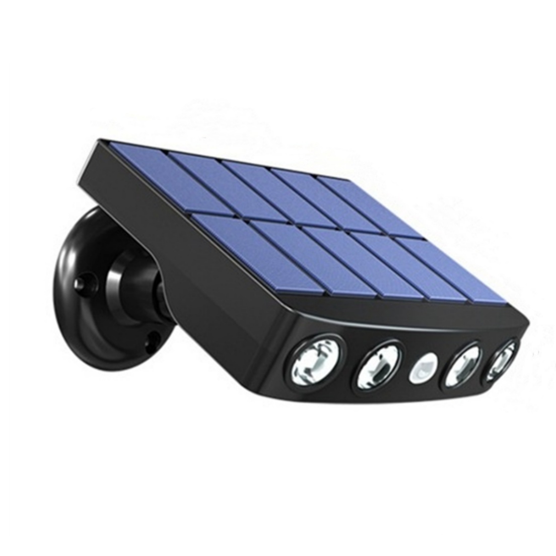 Solar Lights Outdoor Waterproof, 4LED Imitation Surveillance Motion Sensor Spotlight, 3 Modes Brightness Adjustable, Security Wall Lights For Garden Yard Outside black - white light