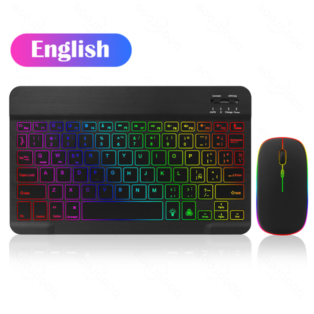 Wireless Keyboard Mouse Combo With Color Backlit Ergonomic Design 1200DPI Mouse For Laptop PC Desktop Computer Black keyboard + mouse