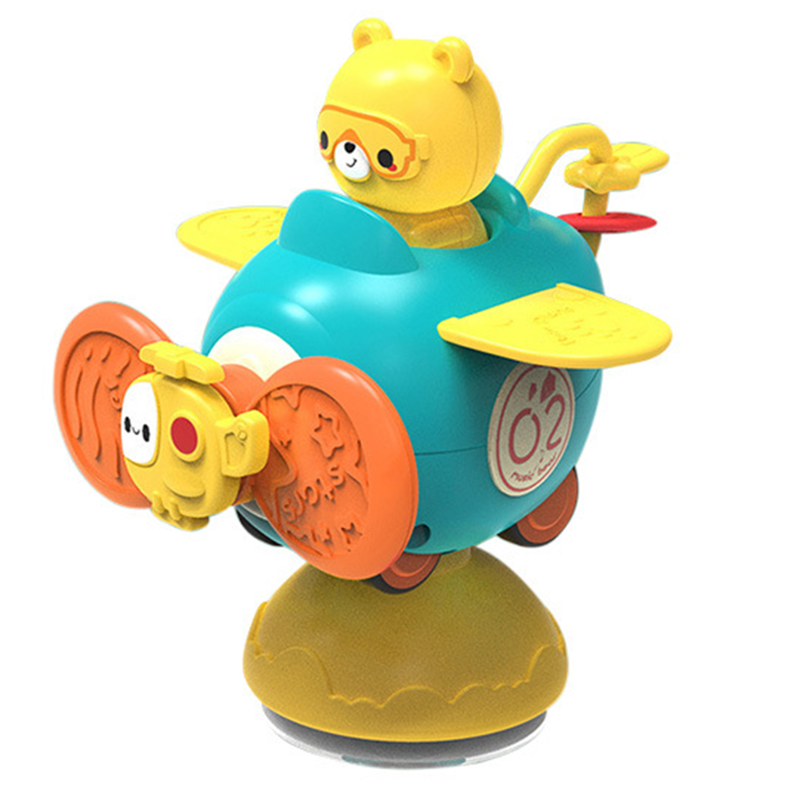 Baby Suction Cup Spinner Toys For 1-3 Years Toddlers Cartoon Flower Fingertip Spinning Top Sensory Toys For Boys Girls Glider