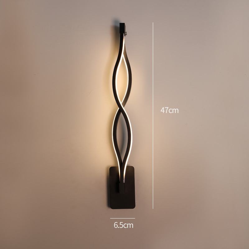 LED Nordic Style Wall Lamp for Living Room Bedroom Bedside Lighting Decoration C black-warm light_monochromatic light