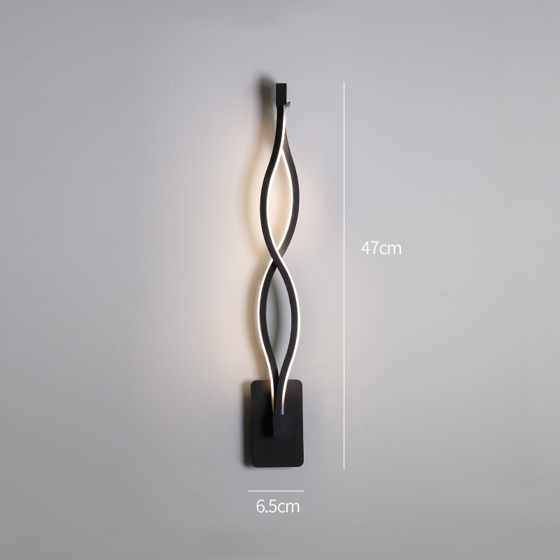 LED Nordic Style Wall Lamp for Living Room Bedroom Bedside Lighting Decoration C black-white light_monochromatic light