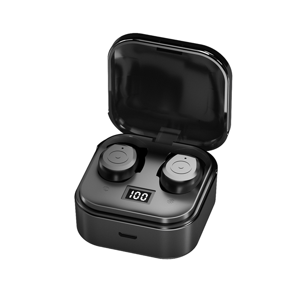 TG01 02 Mini Bluetooth-compatible 5.1 Wireless Headset Digital Display Tws Stereo In-ear Touch-control Earphone TG01mini black