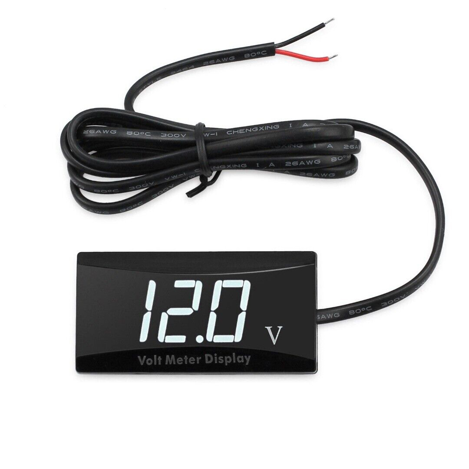 Car Voltmeter 8V-16V Led Digital Display Battery Detection Voltmeter Waterproof Universal For Motorcycle white color light