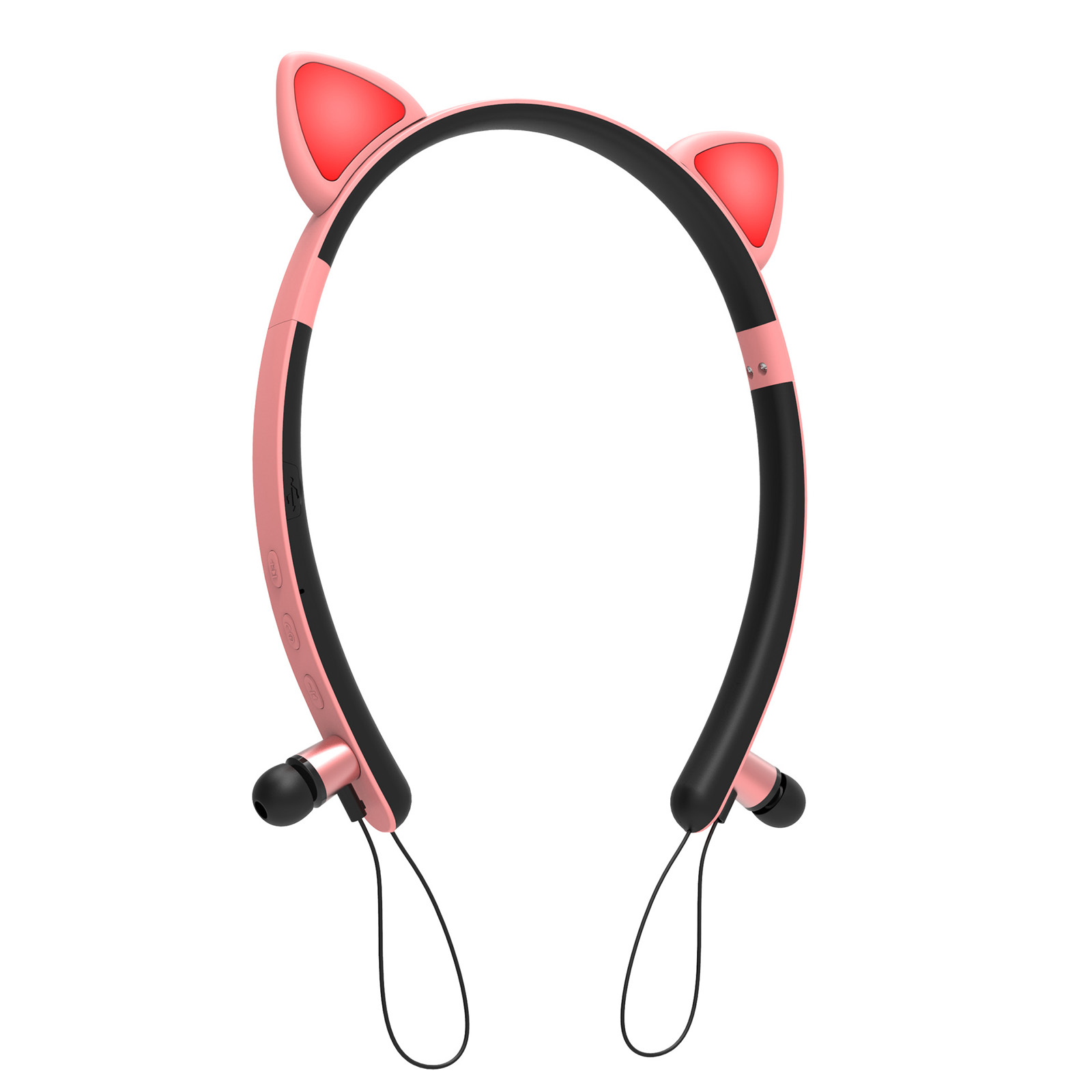 Wireless Earbuds Sweatproof Noise Canceling Earphones Glowing Cartoon Cat Ears Hair Band Headset