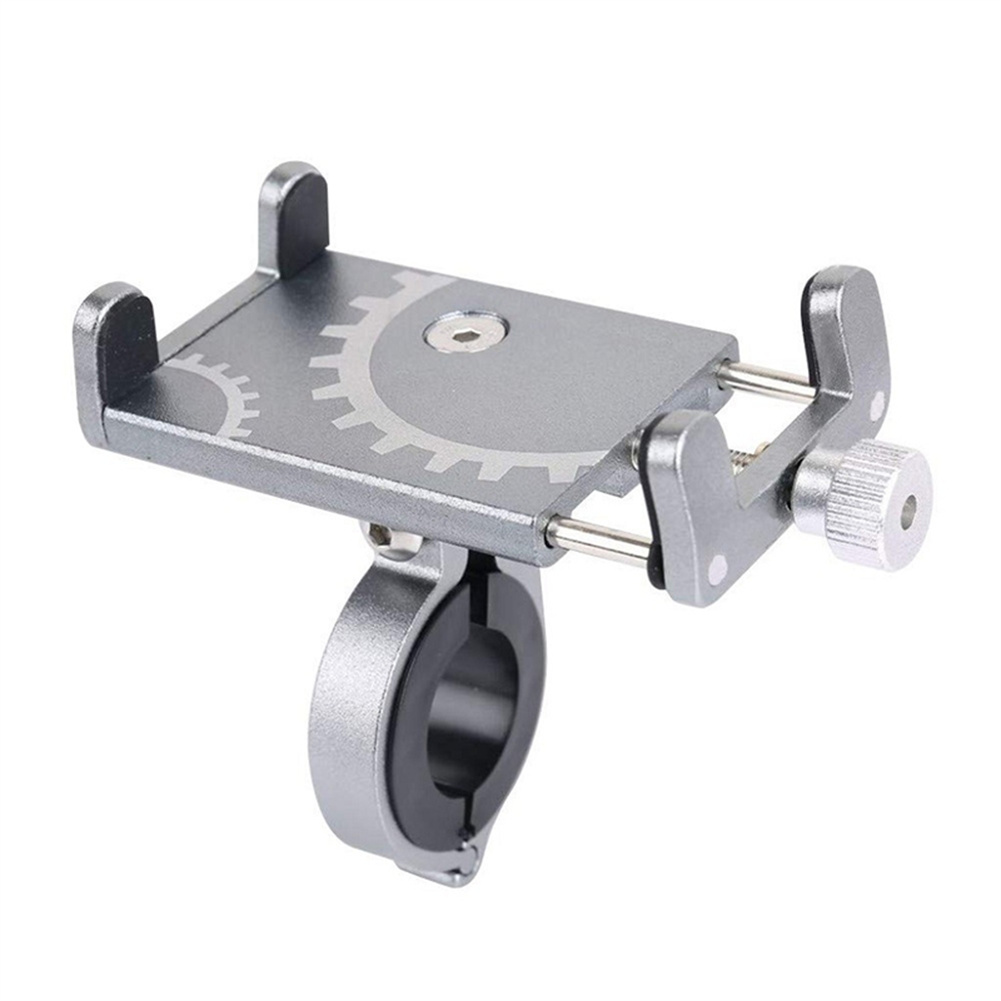 Bicycle Cycling Aluminum Alloy Phone Holder Metal Simple Design Stable Phone Bracket Adjustable 55-100mm 360 Degrees Rotation Holder silver