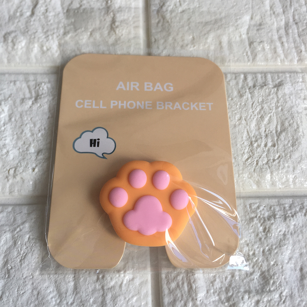 Mobile Phone Balloon Bracket Retractable Cartoon Silicone Cute Grip Cellphone Stand Orange cat claw