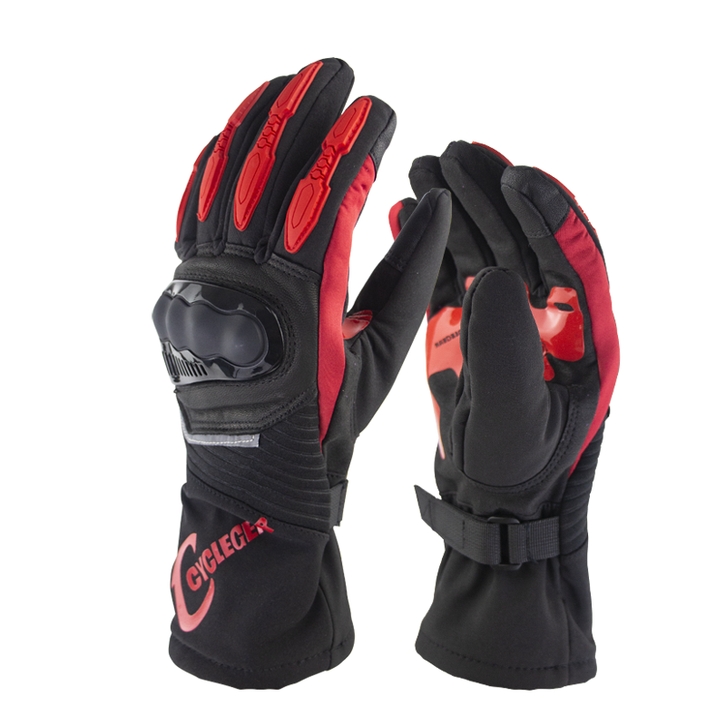 Winter Motorcycle Waterproof Gloves Warm Riding Gloves Full Finger Motocross Glove Long Gloves for Motorcycle red_XL