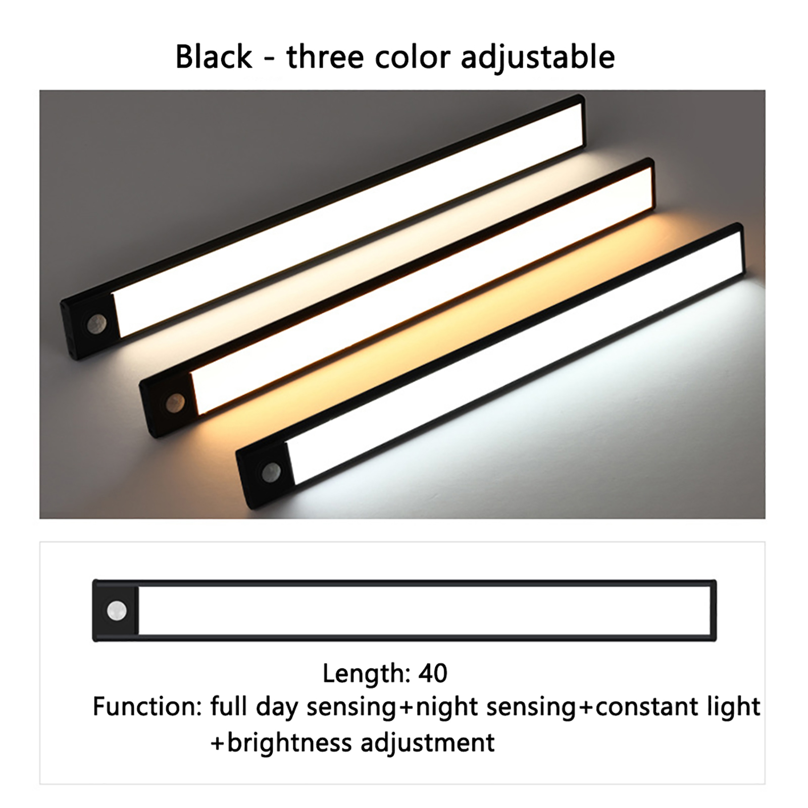 74 LED Under Cabinet Lights Larger Capacity Rechargeable Batteries Ultra Thin Aluminum Alloy Larger Capacity black 40CM
