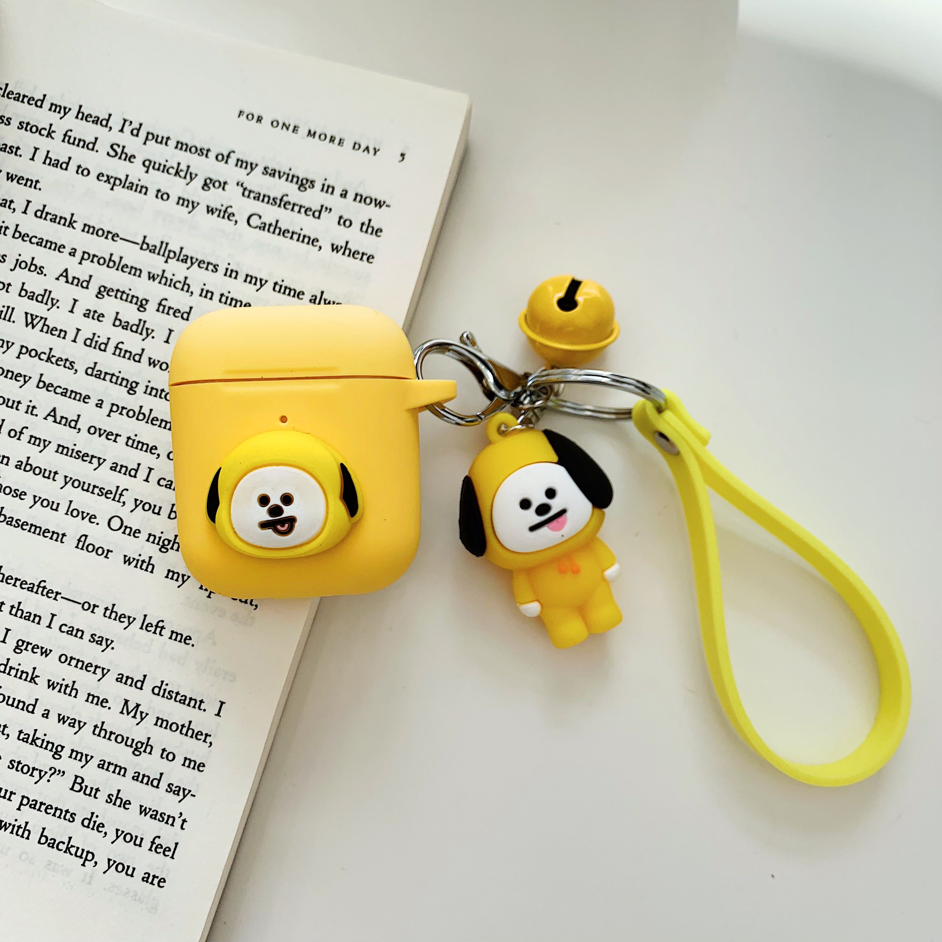 Cartoon Animal Doll Keychain for Apple Airpods Case Accessories Protective Cover yellow
