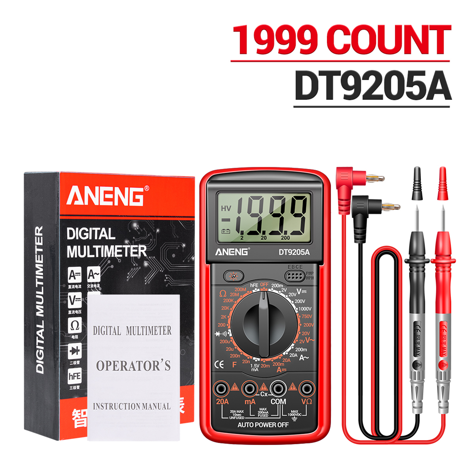 Wholesale ANENG DT9205A Digital Multimeter 1999 Counts Highprecision