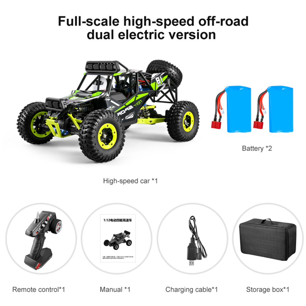 1:12 2026 Climbing  Car  Toys Four-wheel Independent Shock Absorption Suspension System 2.4g 4wd High Speed Off-road Drift Rc Car Green 2 batteries