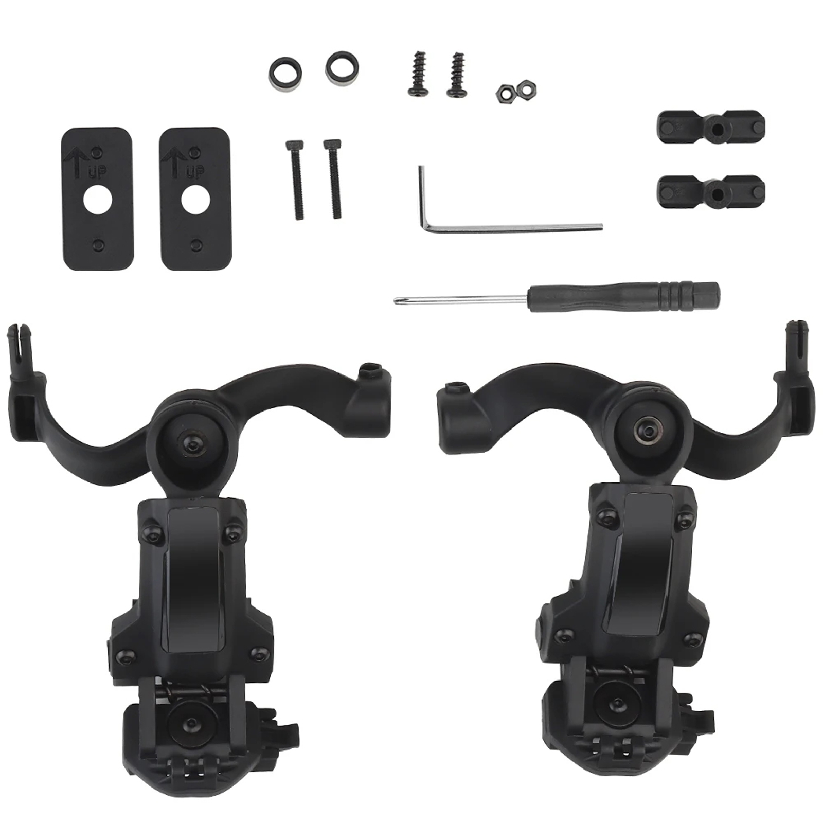 2pcs Headset Rail Adapter 360-degree Rotation Headphone Suspension Bracket Compatible For Ops Core / Team Wendy M-lok black