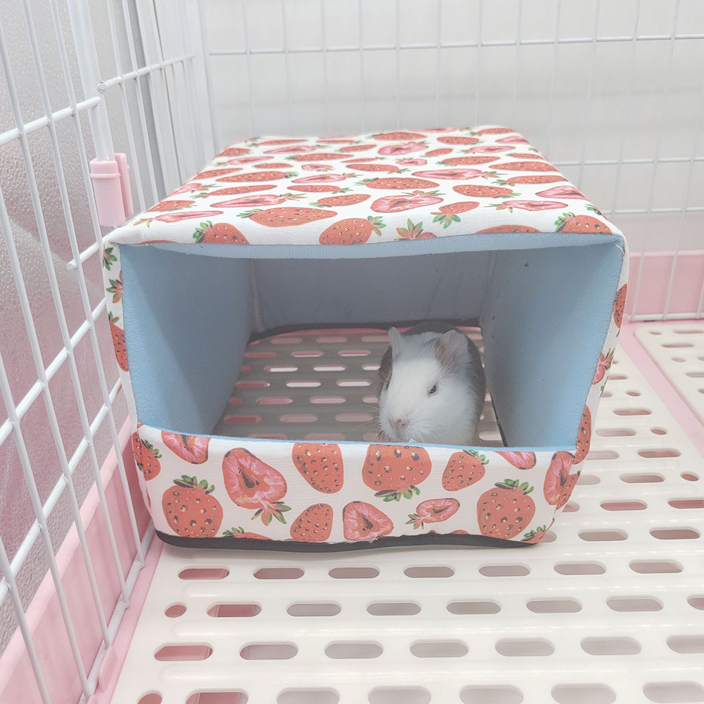 Pet Bottomless Cotton Nest Small Pet Hidden House Shelter Sleeping Bed For Rabbit Hedgehog Guinea Pig strawberry 30 x 25 x 19