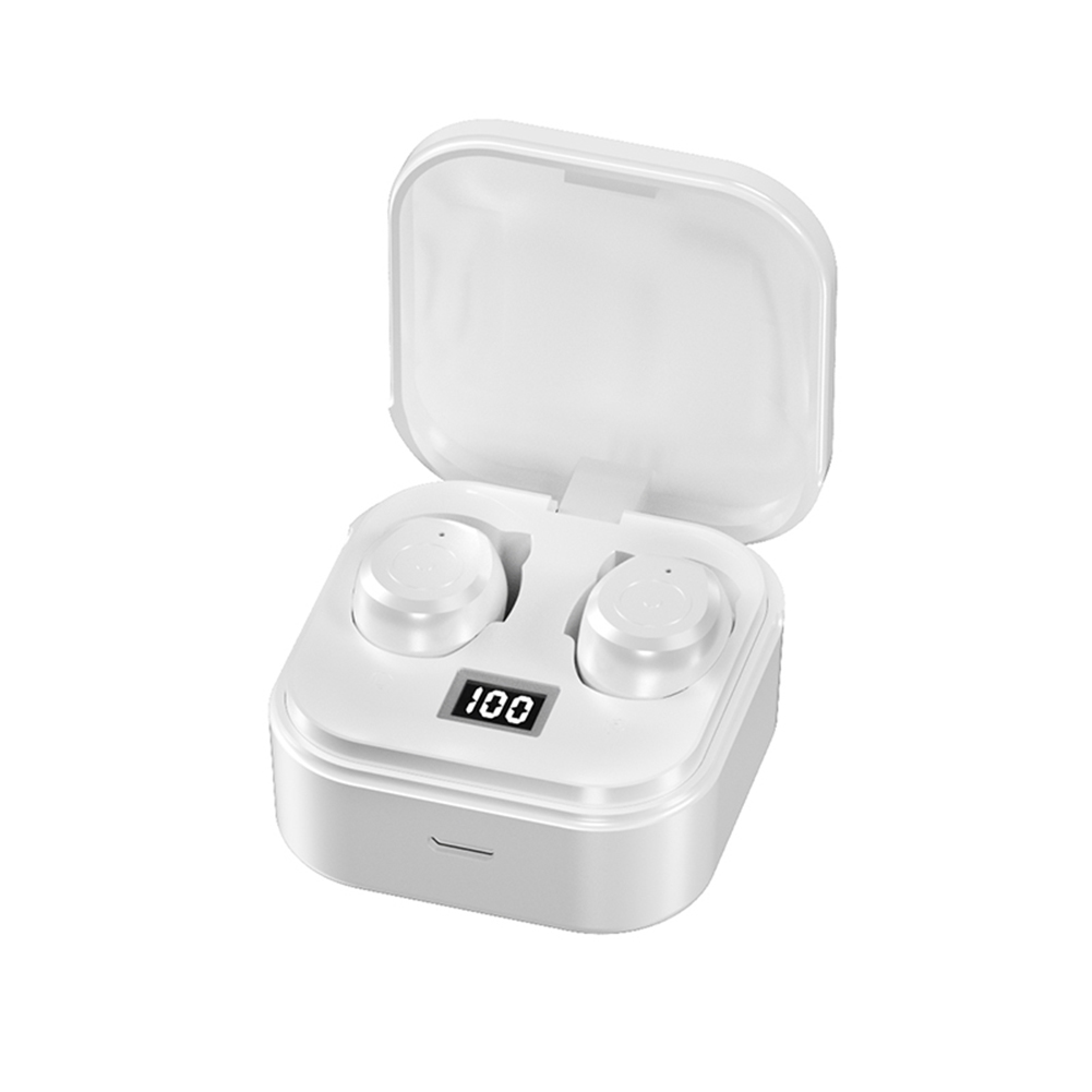 TG01 02 Mini Bluetooth-compatible 5.1 Wireless Headset Digital Display Tws Stereo In-ear Touch-control Earphone TG01mini white