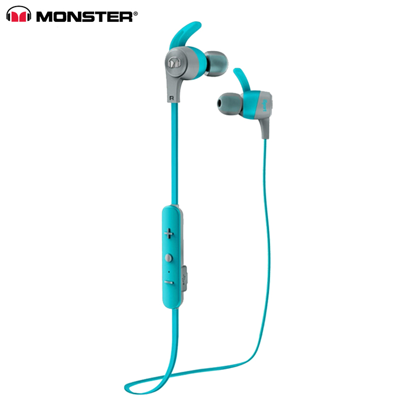 Original Monster iSport Achieve Wireless In-Ear Sports Earphone With MIC Sweatproof Noise Reduction Bluetooth Earphones Running Headset blue