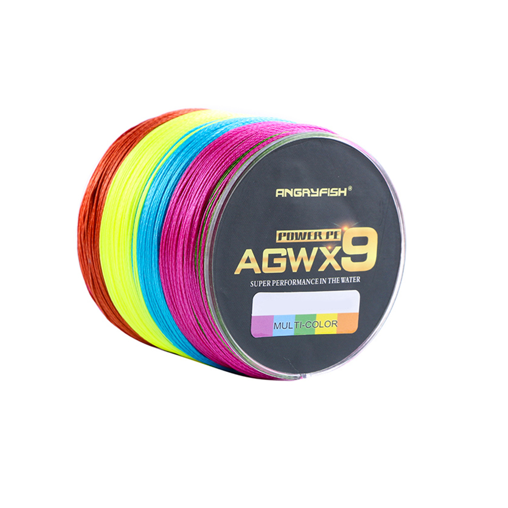 ANGRYFISH Diominate Multicolor X9 PE Line 9 Strands Weaves Braided 500m/547yds Super Strong Fishing Line 15LB-100LB 2.5#: 0.26mm/35LB